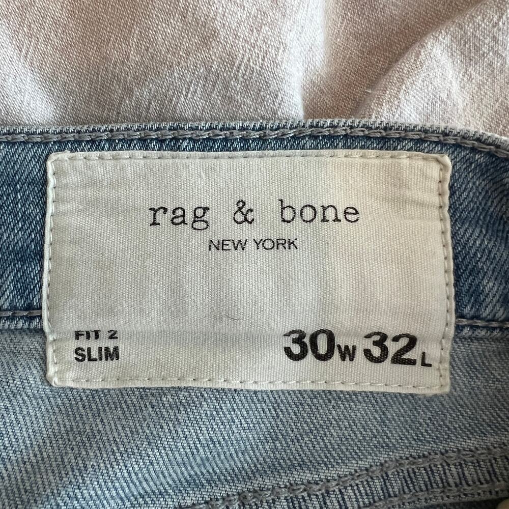 rag & bone New York Fit 2 Slim Jeans Mens 30x32 Light Wash Blue Denim - Picture 6 of 6